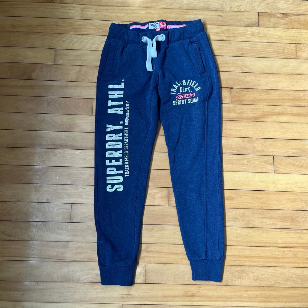 Superdry Track & Field Navy Blue Graphic Jogger Sweatpants Womens Medium